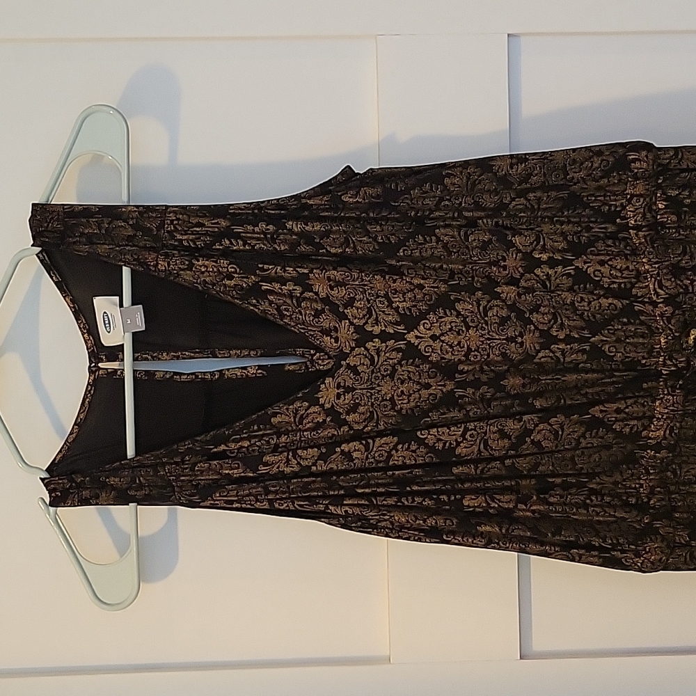 Old Navy Black & Gold Sleeveless Jumpsuit sz M - Picture 2 of 5